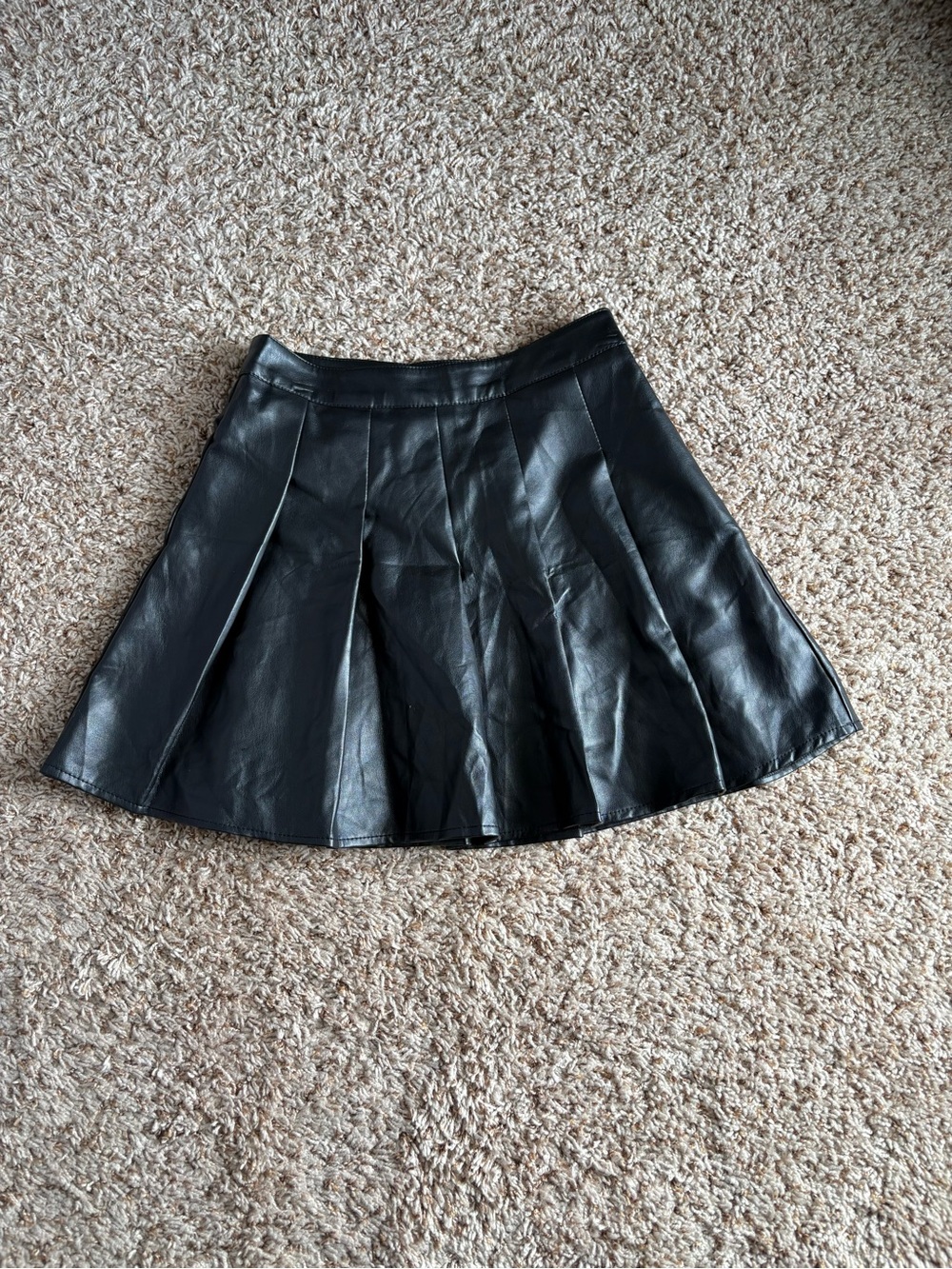 Nasty Gal Black Faux Leather Pleat Skirt